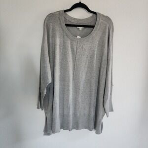 Wonderly Women's 3X Grey Heathered Knit Dolman Sleeve Oversized Sweater NWT
